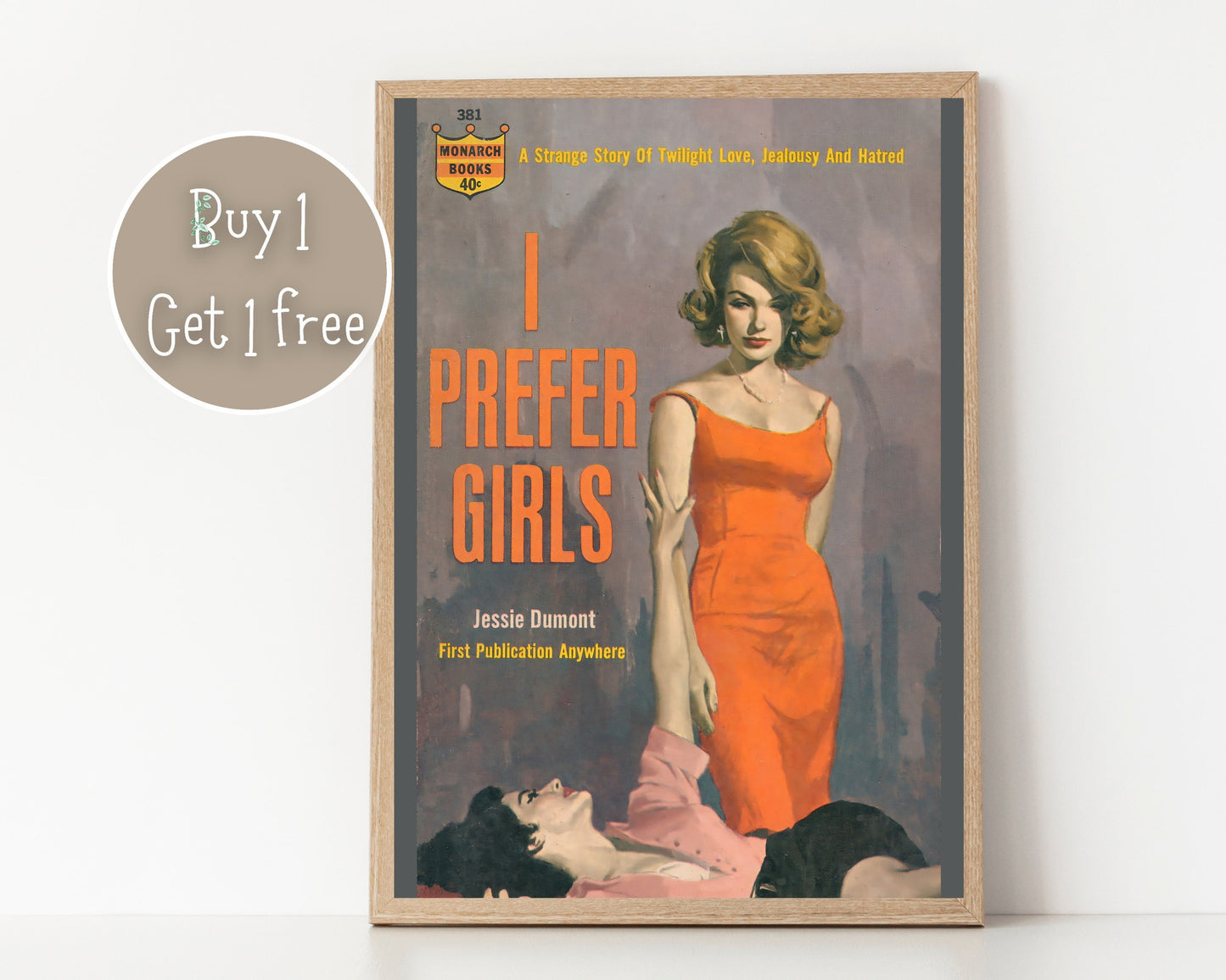 Pulp Cover Art | Lesbian Pulp Poster | Lesbian Art | LGBTQ | LGBTQIA | Queer Art Print | I prefer girl | Lesbian Pulp Art Print