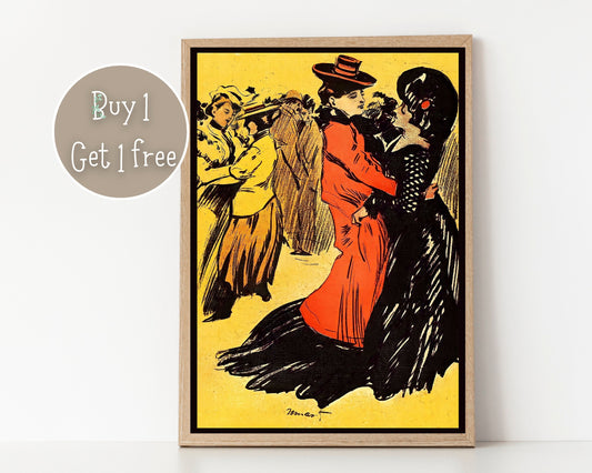 Vintage Lesbian Art | Art deco | Lesbian Print | Lesbian Art Painting | Lesbian Poster | Home Decor Wall Art | Vintage Famous Art