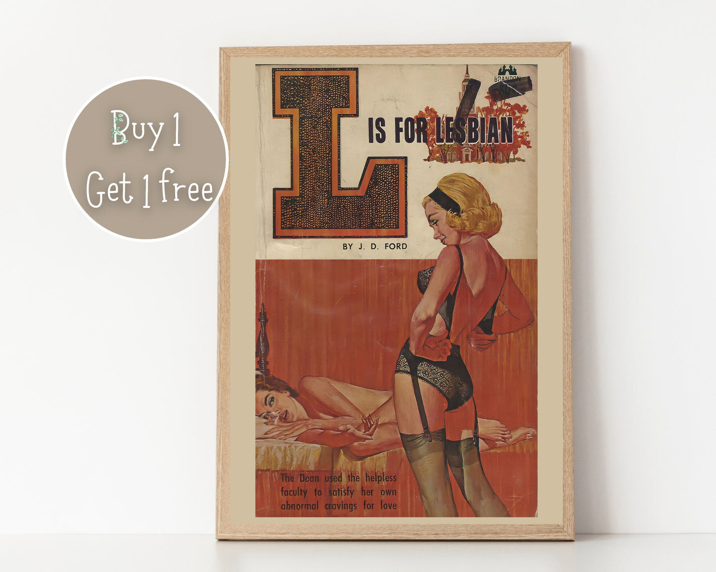 Pulp Cover Art | Lesbian Pulp Poster | Lesbian Art | LGBTQ | LGBTQIA | Queer Art Print | L is for lesbian | Lesbian Pulp Art Print