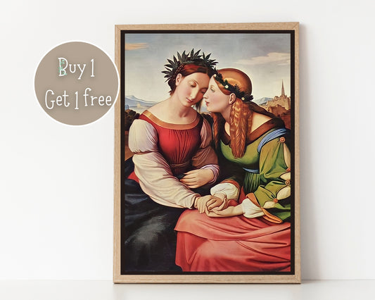 Vintage Lesbian Art | Art deco | Lesbian Print | Lesbian Art Painting | Lesbian Poster | Home Decor Wall Art | Vintage Famous Art