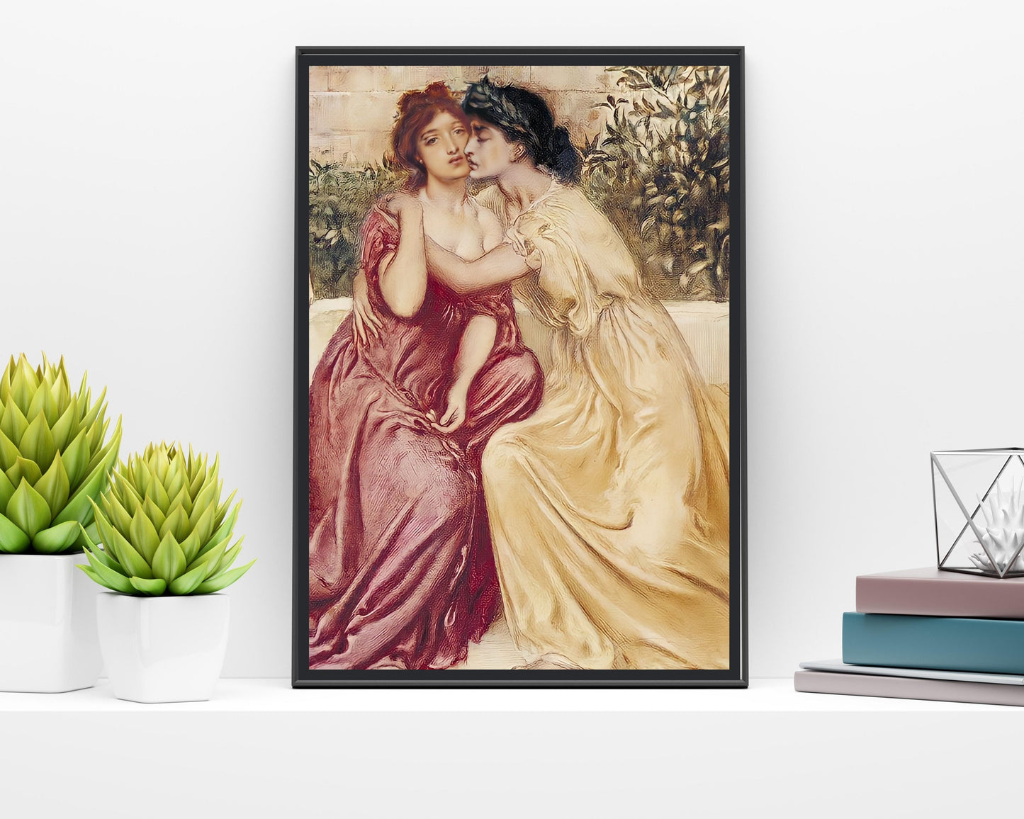 Sappho and Erinna by Simeon Solomon | Art deco | Lesbian Print | Lesbian Poster | Vintage lesbian art | Vintage Famous Art