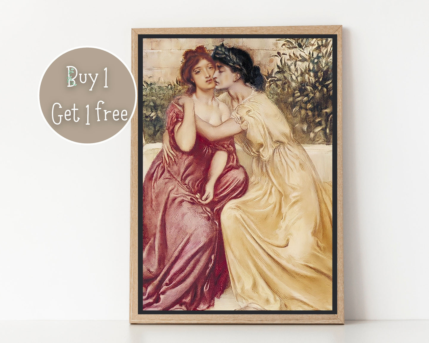 Sappho and Erinna by Simeon Solomon | Art deco | Lesbian Print | Lesbian Poster | Vintage lesbian art | Vintage Famous Art