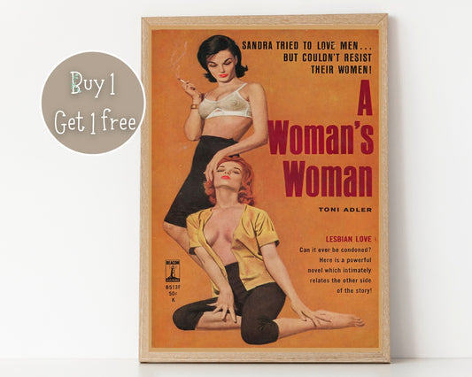 Pulp Cover Art | Lesbian Pulp Poster | Lesbian Art | LGBTQ | LGBTQIA | Queer Art Print | A Woman's Woman | Lesbian Pulp Art Print