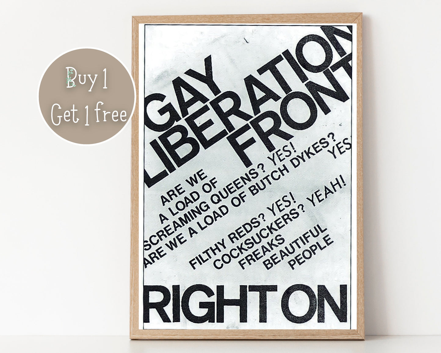 Gay Liberation Front Poster 1970 | Gay Art | Gay Rights Print | Vintage Wall Art | LGBT Prints | Pride Gift | Pride Poster | LGBTQ Art