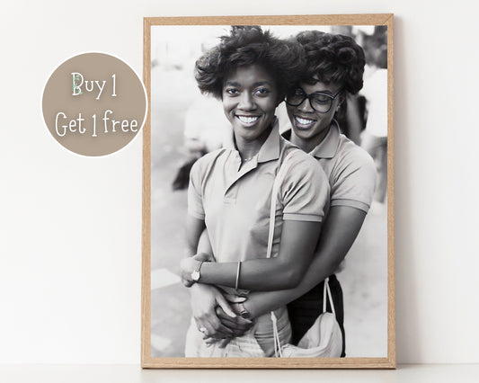 Vintage Black lesbian art | Lesbian couple|Black lesbian photo | Black couple lesbian | Black lgbtq love | Black queer | Black lesbian print