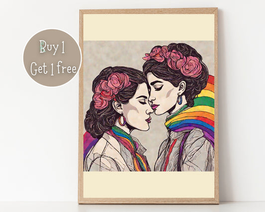 Lesbian Art | Lesbian gifts | Lesbian Print | Lesbian Painting | Lesbian Poster | Home Decor Wall Art | Gay Art| Pride Art | LGBTQ Art