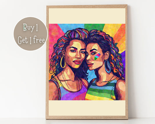 Lesbian Art | Lesbian gifts | Lesbian Print | Lesbian Painting | Lesbian Poster | Home Decor Wall Art | Gay Art | Pride Art | LGBTQ Art