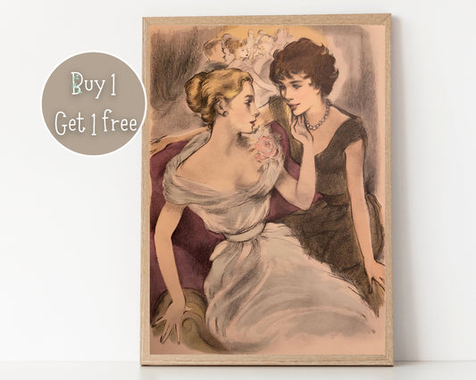 Renée Ringel Claudine en Ménage Print Poster | Lesbian Art | Lesbian Print | Lesbian Poster | Home Decor Wall Art | Vintage Famous Art